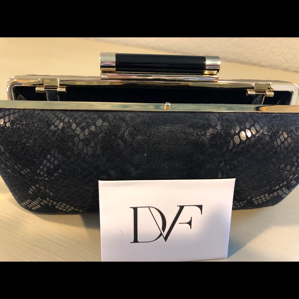 DV clutch snakeskin suede